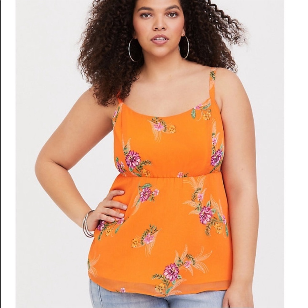 Torrid Orange Floral Tank Top NWT Plus Size 1X